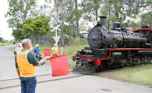 Reg and Geoff (right) before the famous Valley Rattler steam train chugged through across the Dagun crossing. Reg and Geoff (right) before the famous Valley Rattler steam train chugged through across the Dagun crossing.